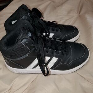 Size 4 Adidas Black and White High-Top Sneakers